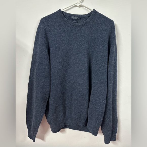 Brooks Brothers Blue Sweater Mens Large Pure Cashmere Knitted in Great Britain